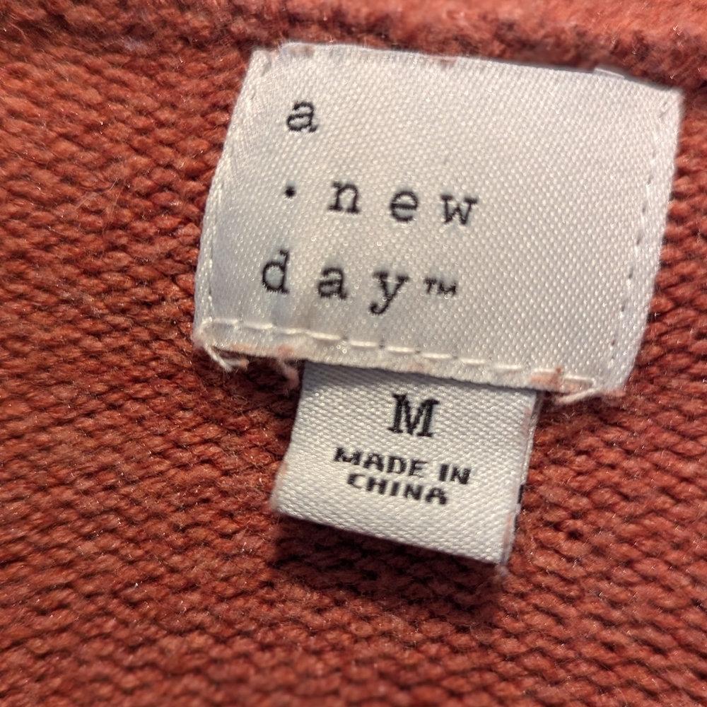 A New Day Women's Burnt Orange Cotton Blend Open Front Cardigan Size Medium - Picture 3 of 13